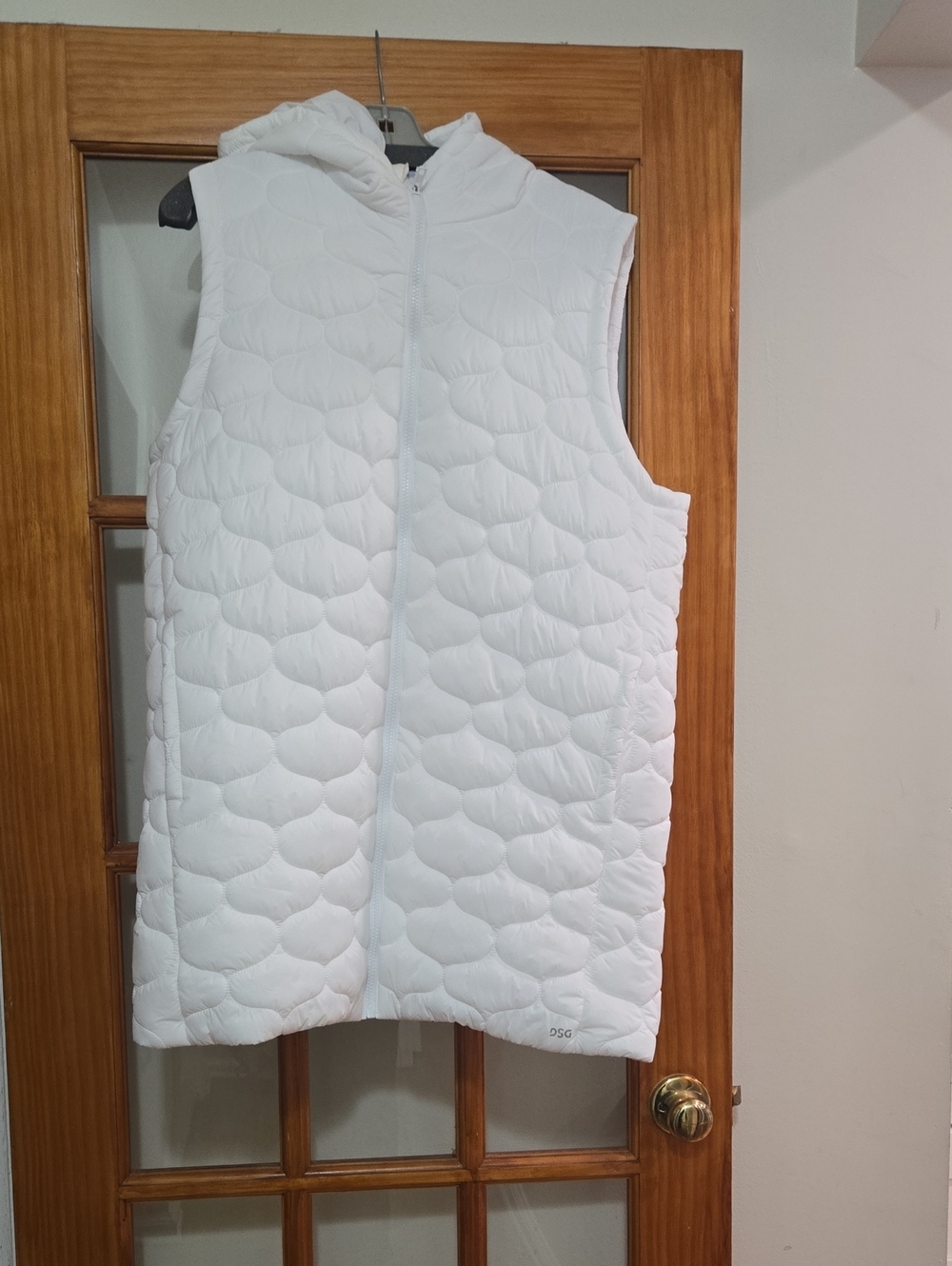 DSG White Quilted Hooded Sleeveless Vest